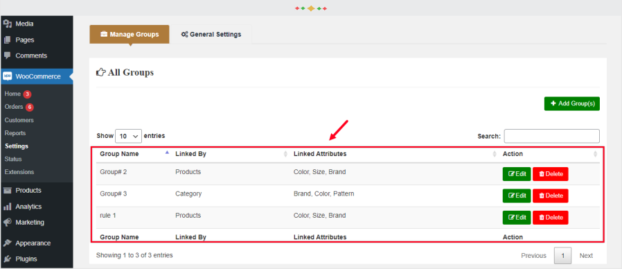 WooCommerce products linked by variaitons plugin