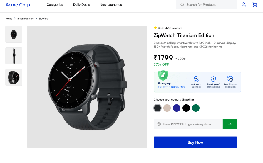 Razorpay Trusted Business Widget.